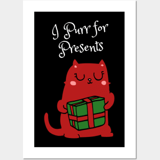 Funny Christmas I PURR FOR PRESENTS for Cat Lovers Posters and Art